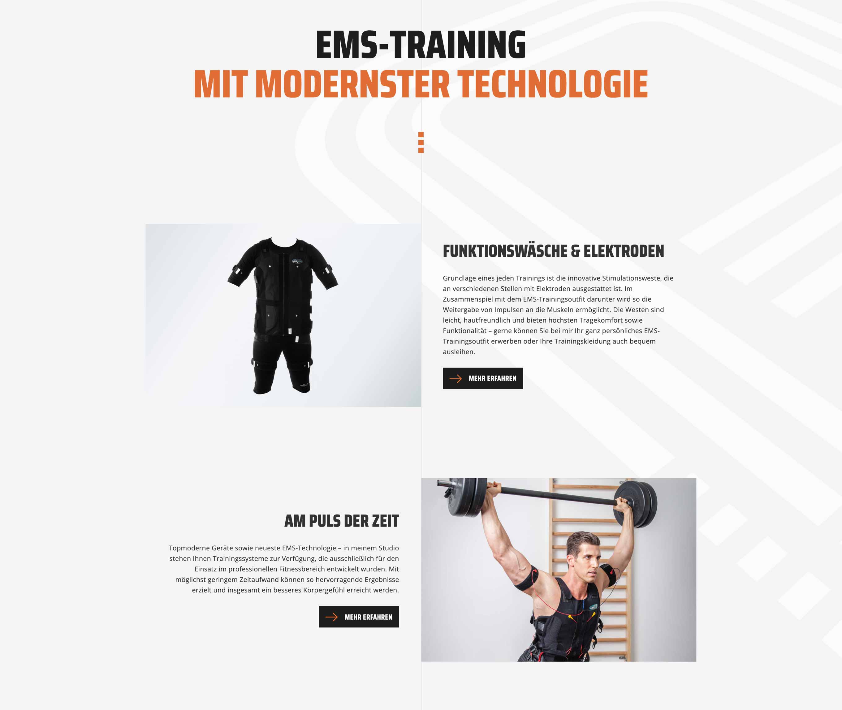 Screenshot EMS-Training mit modernster Technologie